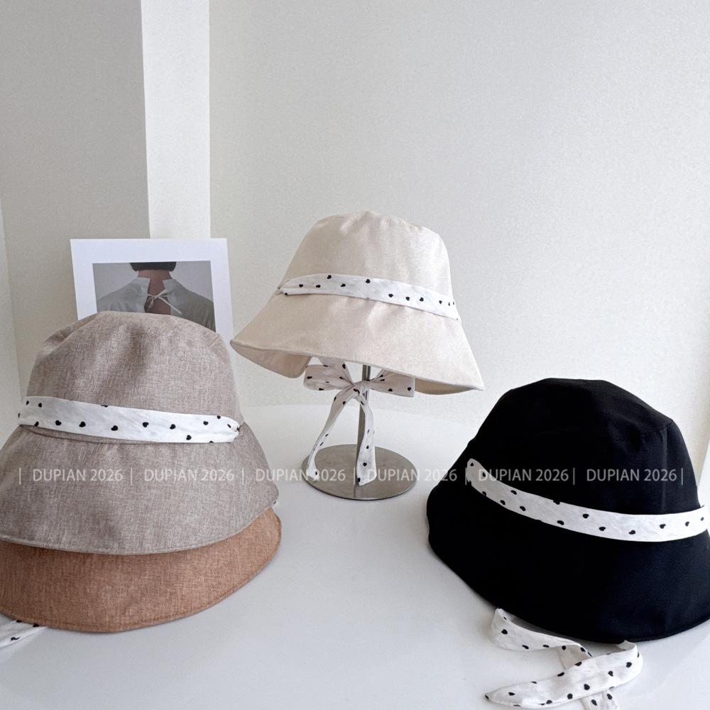 Japanese Princess Sweet Bucket Hat Women Spring Summer Sunscreen Sun Hat Small Fresh Polka Dot Lace-up Loli Sun Basin Hat