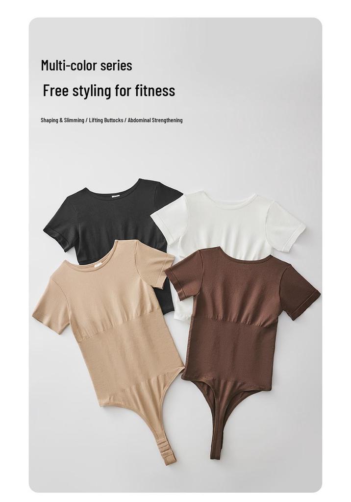 Nahtloser kurzärmeliger String-Bodysuit: Formende Bodyshapewear für Damen mit Bauchkontrolle & Po-Lifting