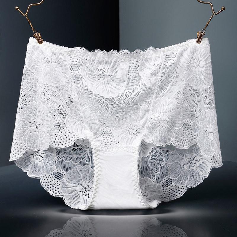 Yu Mei 319 Women's Plus Size High Waist Lace Trim Cutout Panties