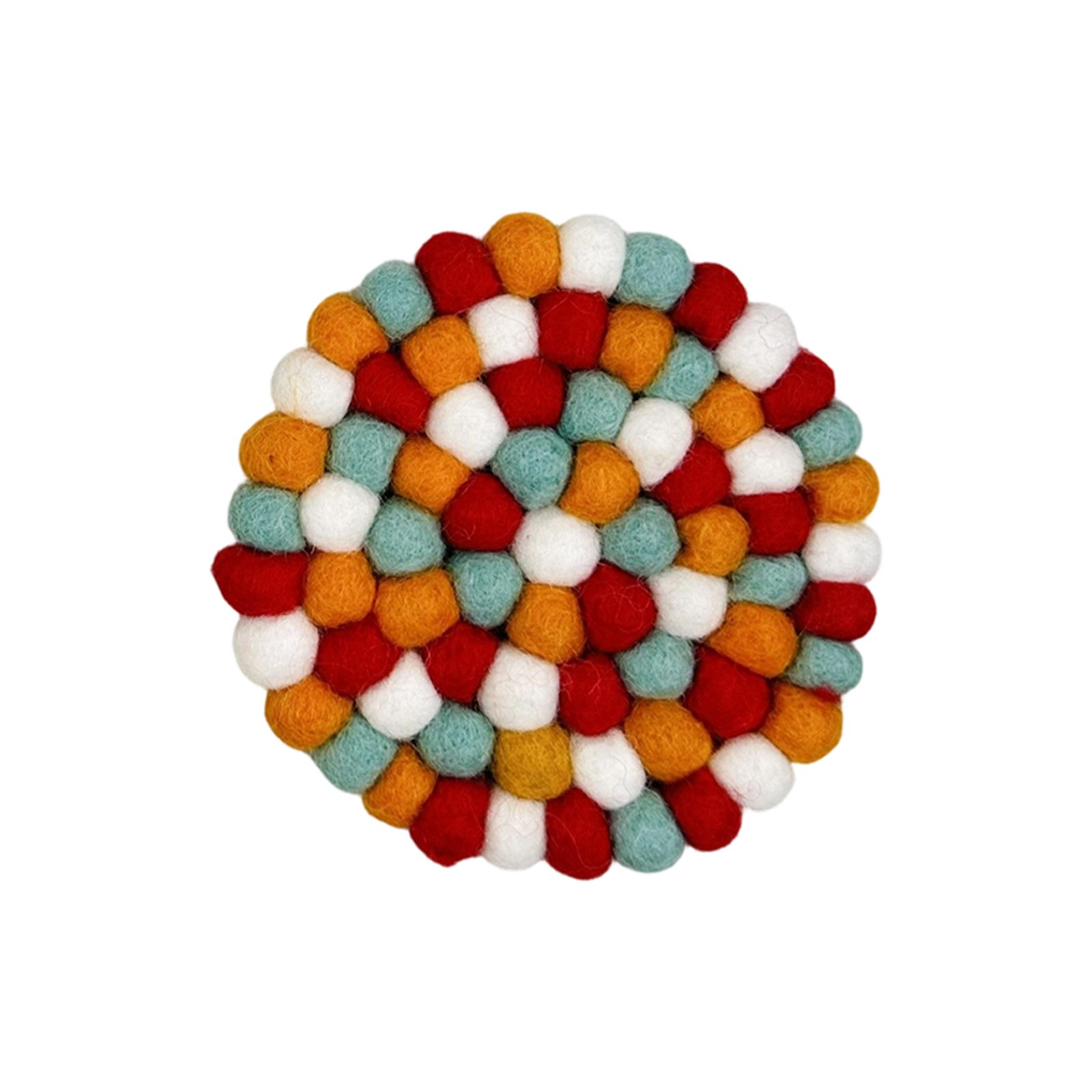 Creative Round Felt Ball Coaster Multi-Color Handmade Home Use Cup Bowl Mat Durable Heat Insulation Protection for Table Surface One Size