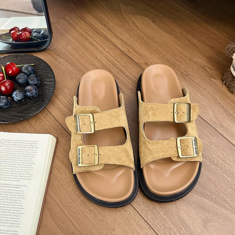 

Women s summer outer wear 2025 new fashion thick-bottomed Boken half slippers casual soft-bottomed beach cool slippers 43