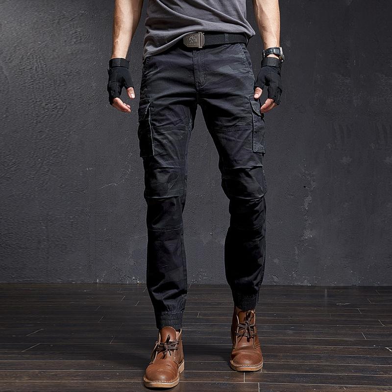 Wovey Heren Mode Militaire Cargo Broeken Slim Normaal Recht Model Katoen Meerkleurig Camouflage Groen Geel 34