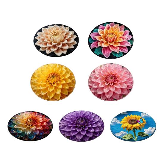 Floral Plush Floor Mat 3D Optical Illusion Round Small Area Rug Non-Slip Absorbent Carpet