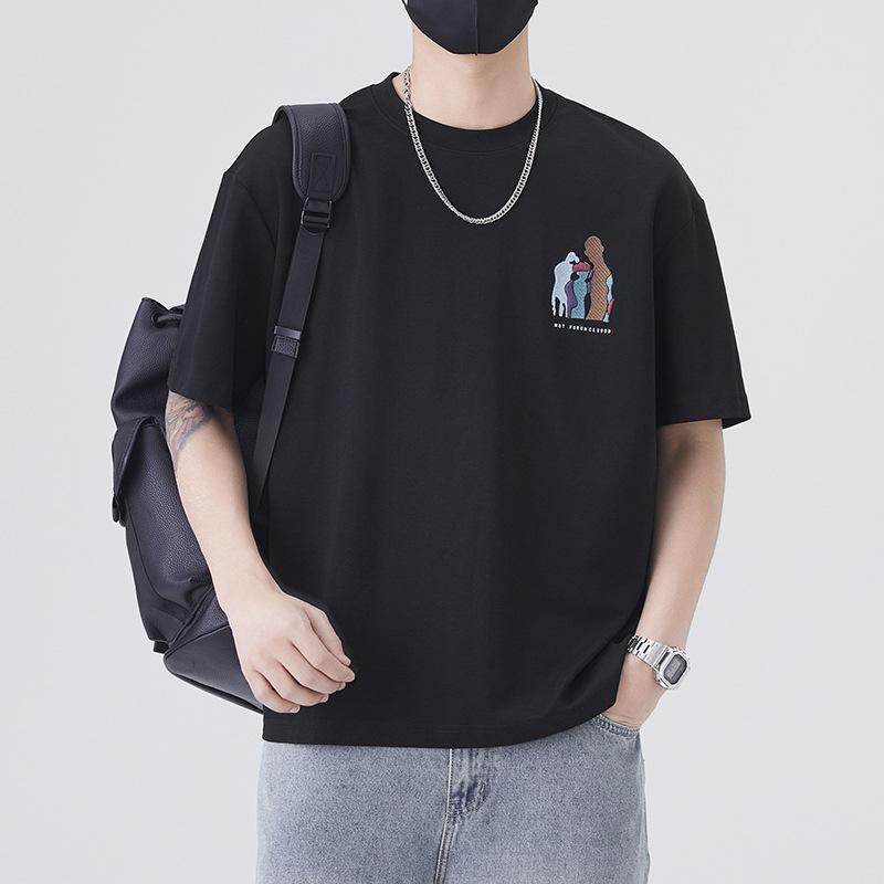 New Men's Round Neck Short-sleeved T-shirt Casual Half-sleeved Trendy Creative Design Cartoon Print