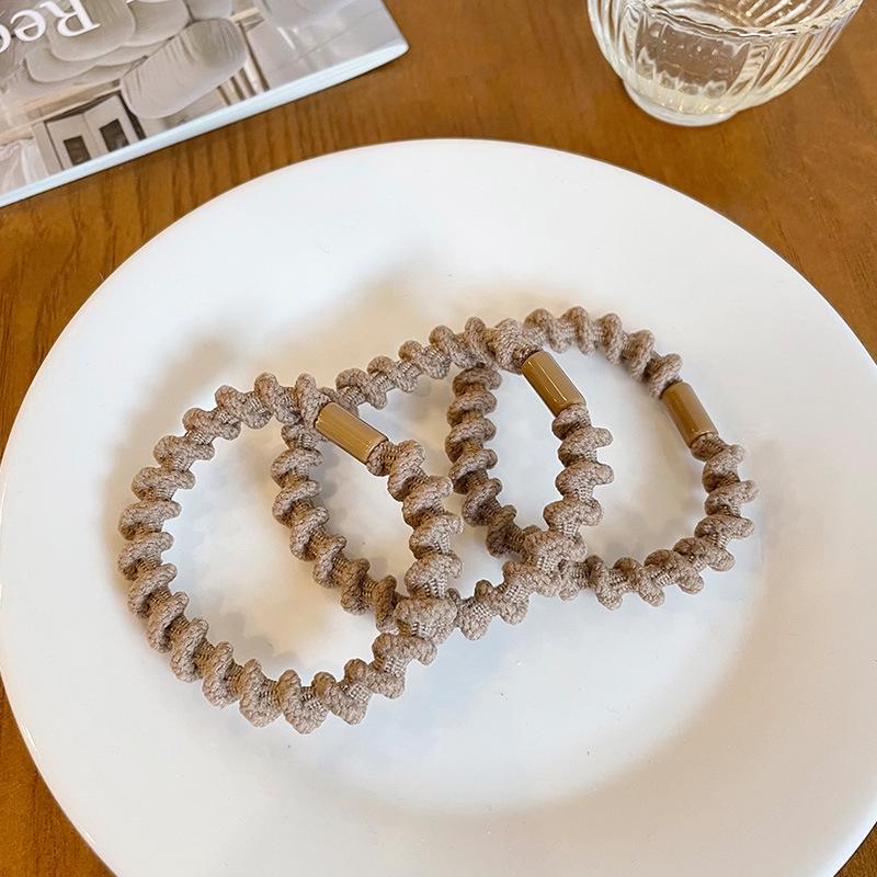 Durable High-Elastic Hair Rope for Women: Simple, Threaded Hair Ring for Autumn & Winter, Perfect for High Ponytails.