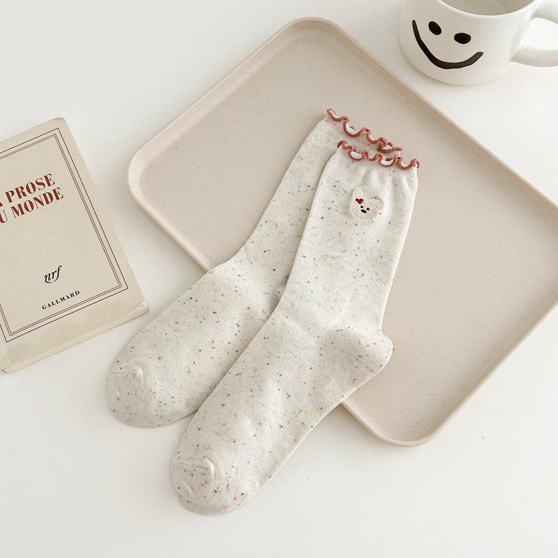 

Женские носки из хлопка с рисунком — средней длины, тонкие и симпатичные модели для весны и осени One Size