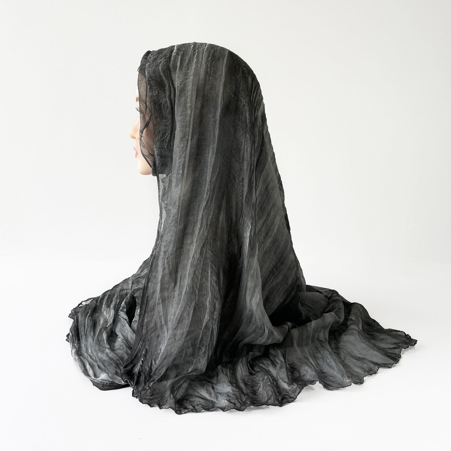 

Весенне-летний хлопковый льняной шарф с узором «Облака» для женщин Тонкий шарф Плиссированный шарф Малазийский платок для женщин 160*70cm