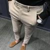 Men Ninth Pants Solid Color Soft Fabric Slim Fit Zip Up Straight Men Trousers Daily Clothes