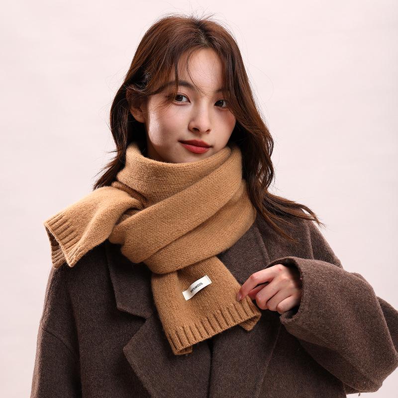 Wool Knitted 100% Cashmere Scarf Female and Male Thickened Scarf Warm Couple Parent-child Model Autumn and Winter Gift