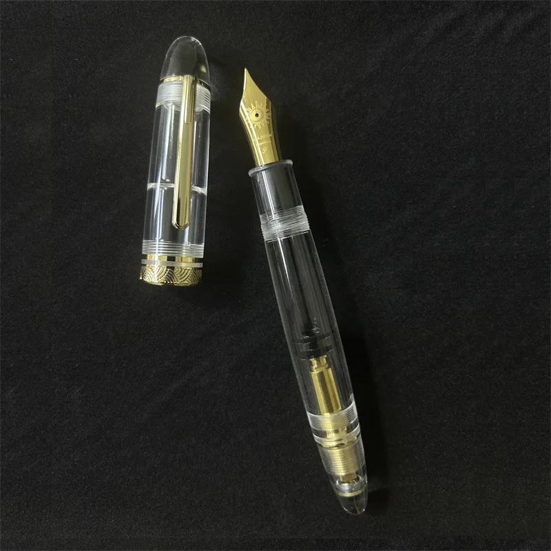 Classic MAJOHN P140 NO.8 F/M Nib Acrylic Piston Huge Transparent Fountain Pen Ebonite Feed Large Capacity Ink Writing Luxury Pen
