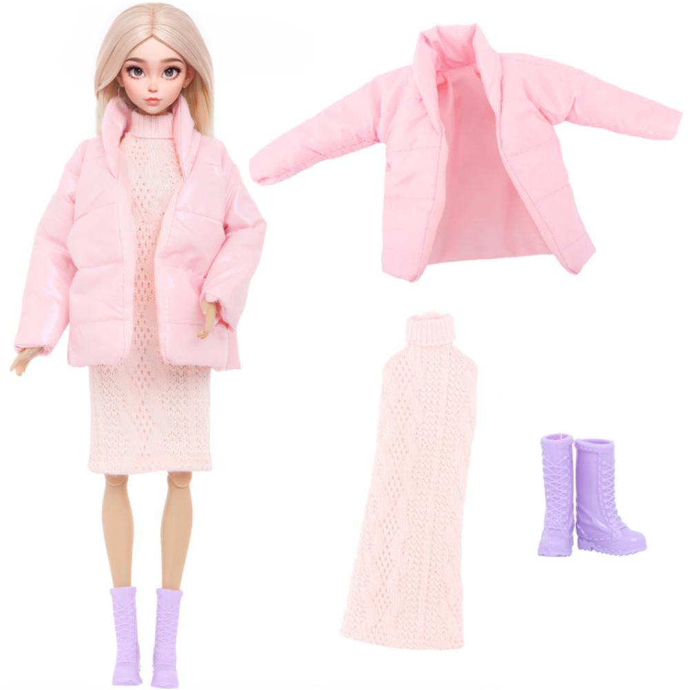 

3 шт./комплект модной кукольной одежды для куклы Барби: пальто, платье, рубашка, брюки, обувь, ботинки, аксессуары для куклы, детская игрушка