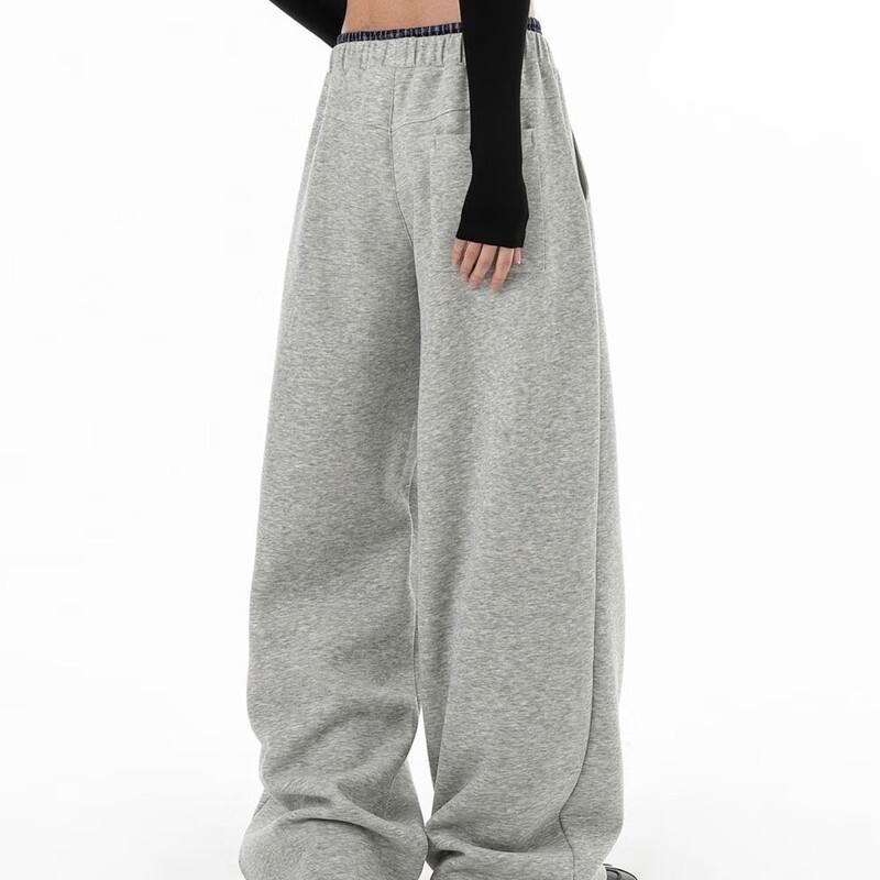 ICH MODE Women's Retro Plaid Patchwork Casual Pants