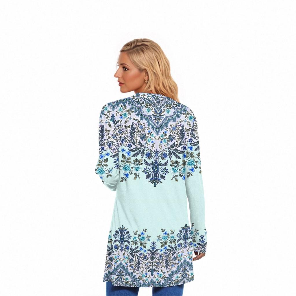 Dámský kardigan s dlouhým rukávem, ležérní bunda s kapsami, top