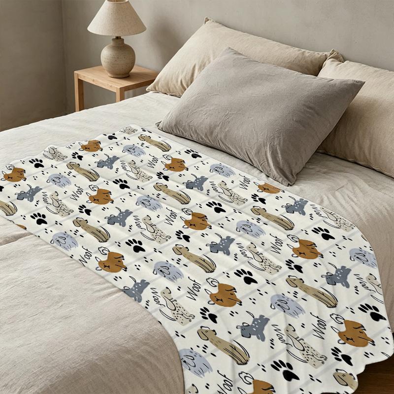 Dog Theme Flannel Fleece Blanket, Soft Warm Cozy Throw for Home, Couch, Office, All Season Use, Festive for Christmas & Halloween, Ideal for Napping