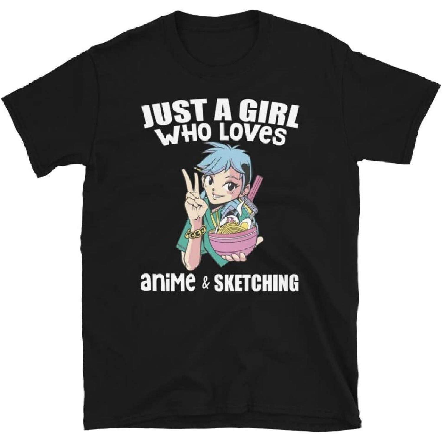 Just A Girl Who Loves Anime and Sketching Anime Otaku T Shirt, Black, Small XXXXXL разноцветный