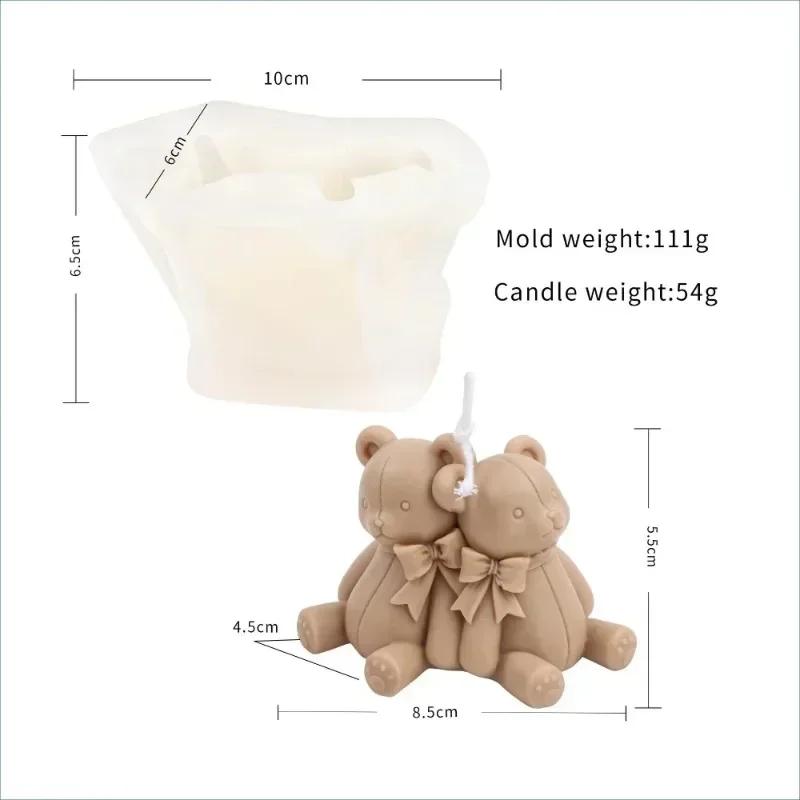 Cute Cartoon Back-to-back Lover Bear Pattern Silicone Mold Handmade Candle Soap Gypsum Decoration Resin DIY Mould Accessories