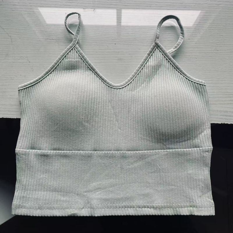 

Женская одежда для внешней торговли Западный стиль Хлопок Высокая эластичная лента Нагрудные подушечки Маленький слинг Сладкий и пикантный Молодящий Внутренняя одежда Нижнее белье Повседневный жилет Light Green S