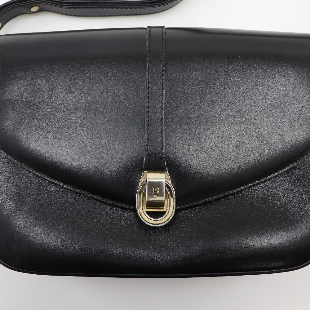 Bally Shoulder Bag Vintage Black Leather Women Used