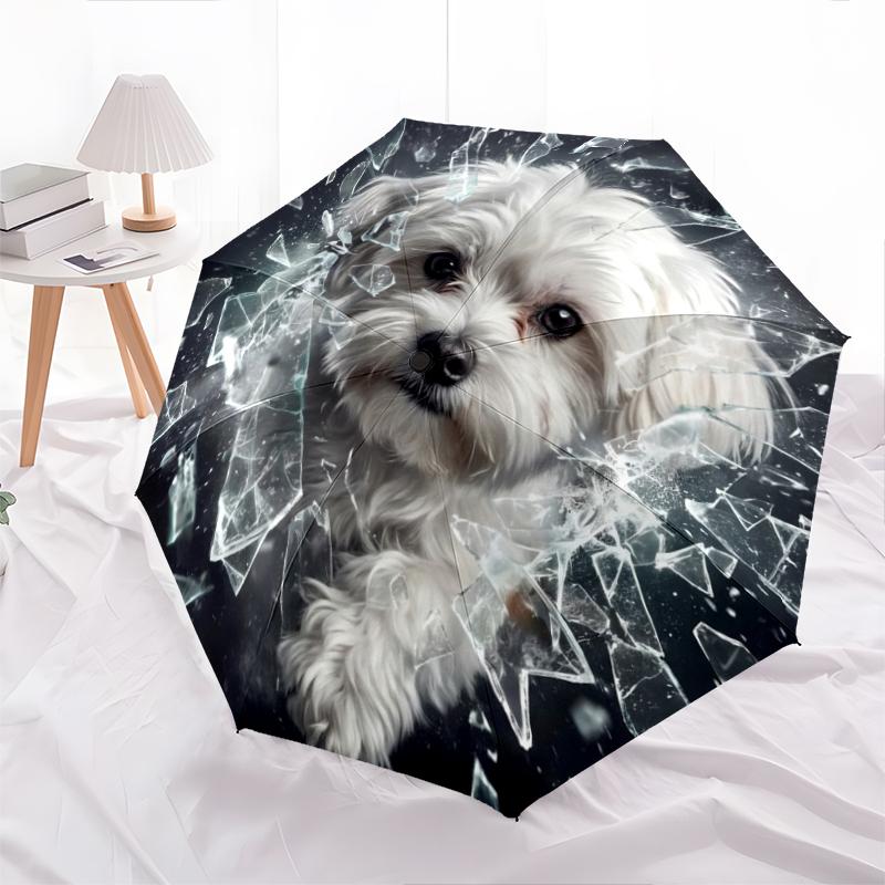 1 PC Automatic Folding Umbrella - Cute Pet Puppy Pattern, Portable & Foldable Design with 8 Ribs, Christmas Birthday Gifts