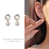French Retro Pearl Clip-On Earrings: Mosquito Coil Design, Hong Kong Niche Style, No Piercing Needed, Women's High-End Fashion Accessories.