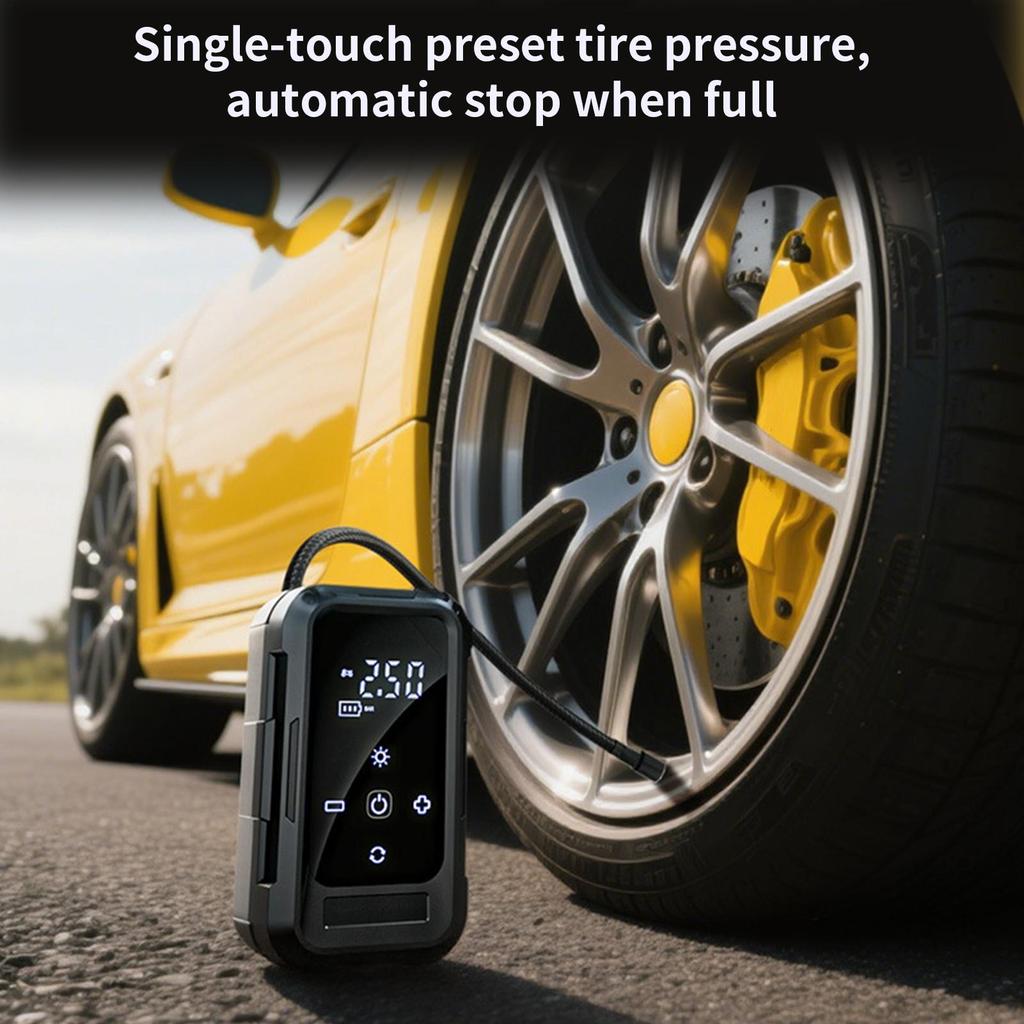 Taşınabilir Hava Kompresörü Kablosuz Lastik Şişirme Otomatik Kapanma Pompası Kamp Motosiklet Bakımı Garaj Ev Günlük İşe Gidiş İçin