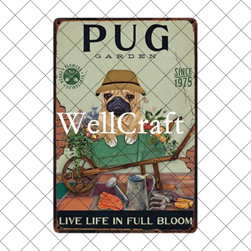[ WellCraft ] Pet Friend Pug Boxer Dog Life Rules Tin Bath Soap  Metal Signs Posters Vintage Wall Plaque Custom Pub Decor WX-29
