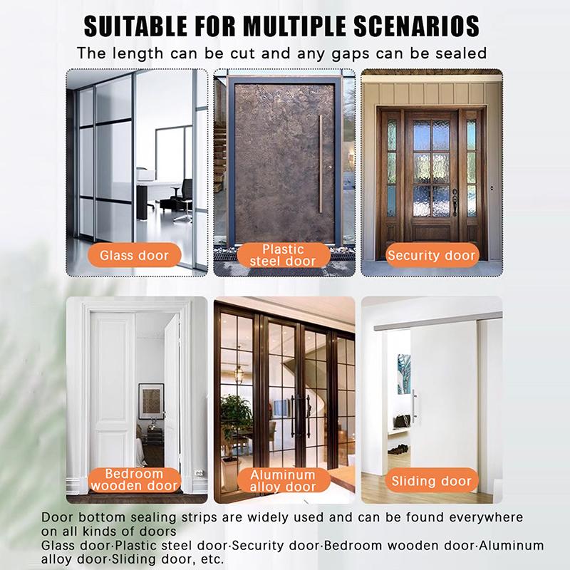 Door Seam Bottom Sealing Strip Soft Hard PVC Composite Insect Proof Dustproof Soundproof for Apartment Rental Home Use