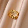 Anello aperto a forma di cuore in acciaio inossidabile color oro per donna, non scolorisce, alla moda, squisito, estetico, gioiello romantico per coppia