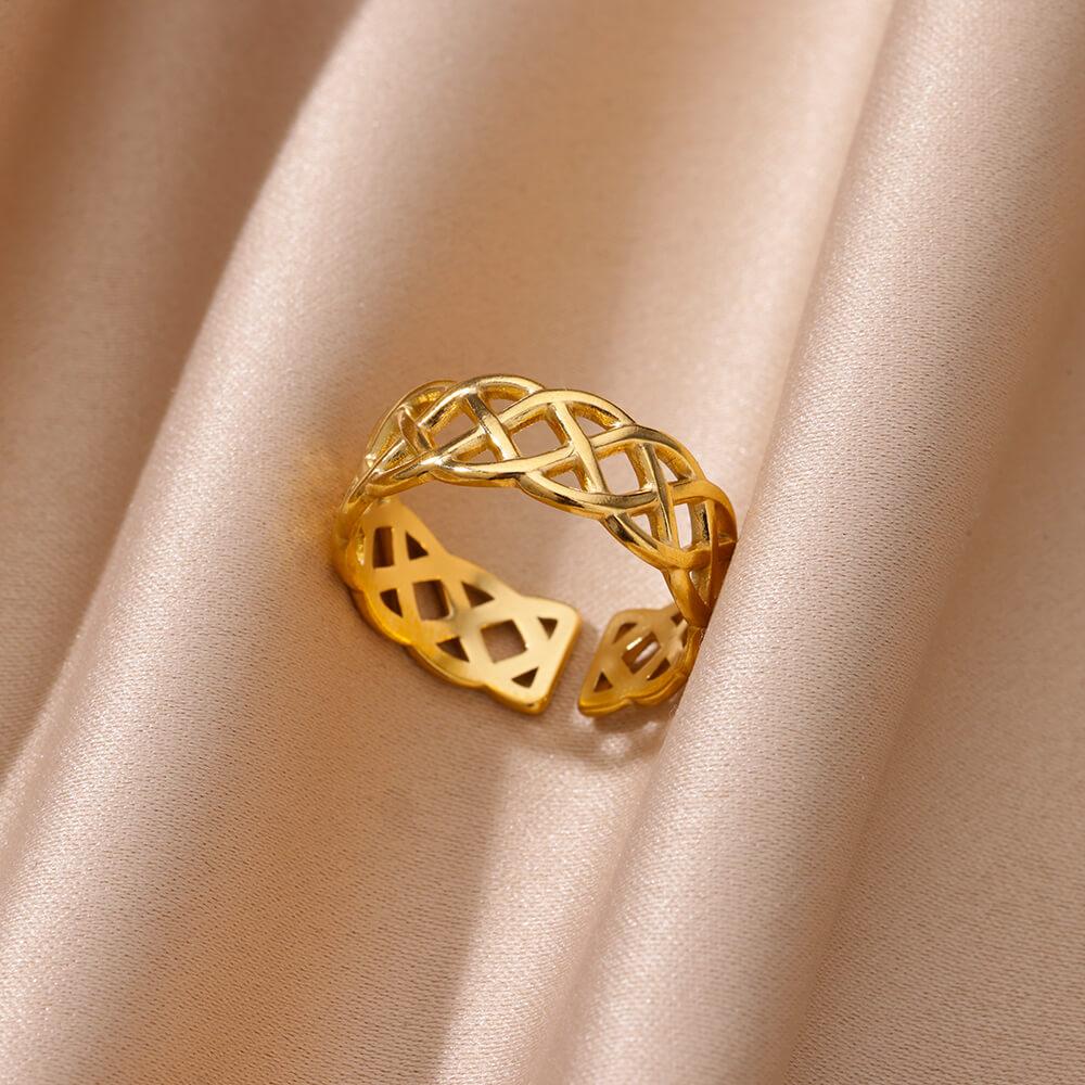 Anello aperto a forma di cuore in acciaio inossidabile color oro per donna, non scolorisce, alla moda, squisito, estetico, gioiello romantico per coppia