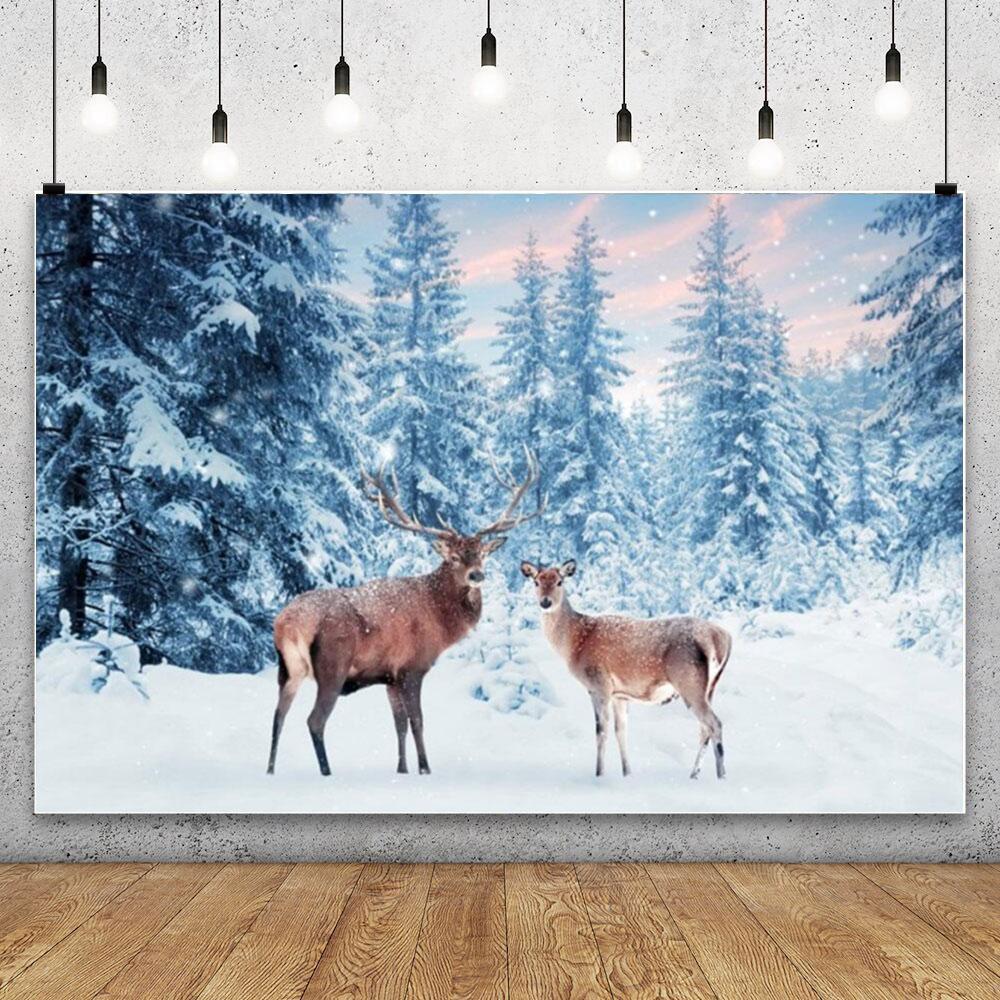 Winter Snowflake Christmas Photography Backdrop Decor Xmas Pine Tree Snowman Glitter Merry Christmas Party Photo Background Prop