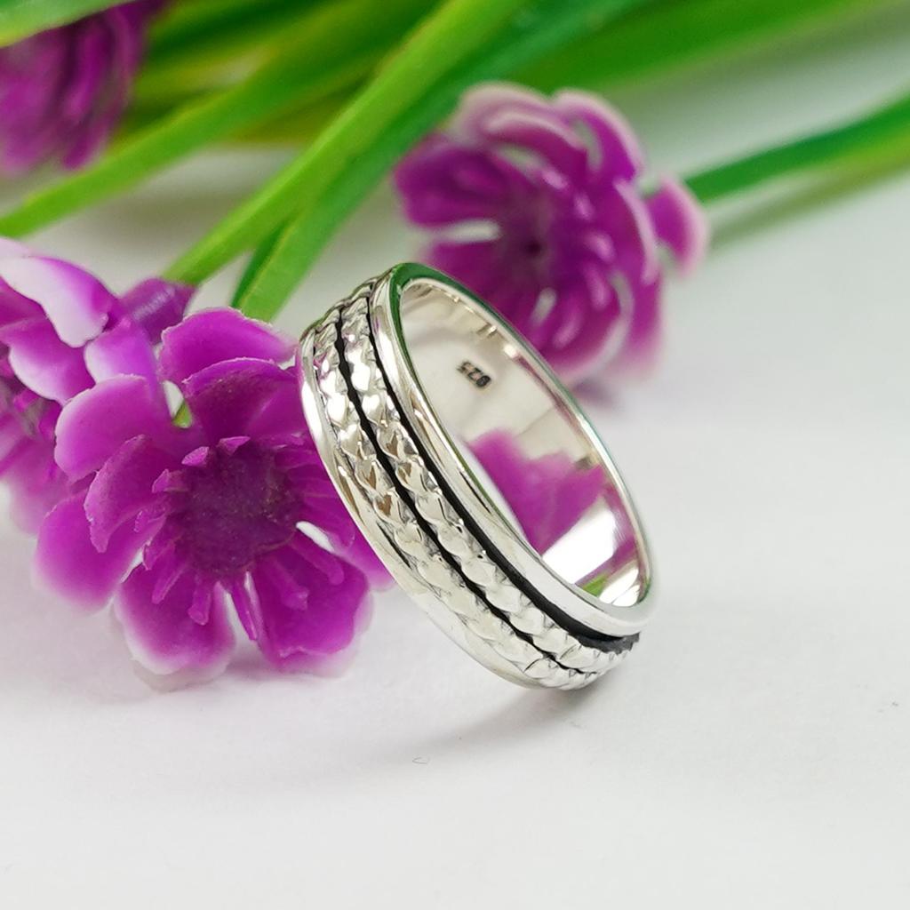 Silver Spinnerring, Ångestring, Meditationsring, Handgjord Ring, Designring i 925 Sterling Silver, Oro-ring, Tumring