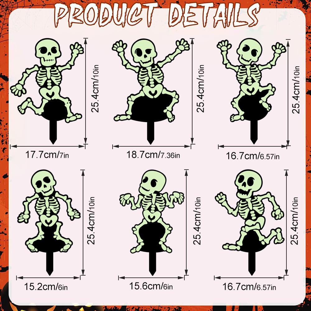 Outdoor Decorations - Glow in The Dark Skeleton Silhouette Lawn Signs for Halloween Lawn Garden Front Yard Decorations Outside