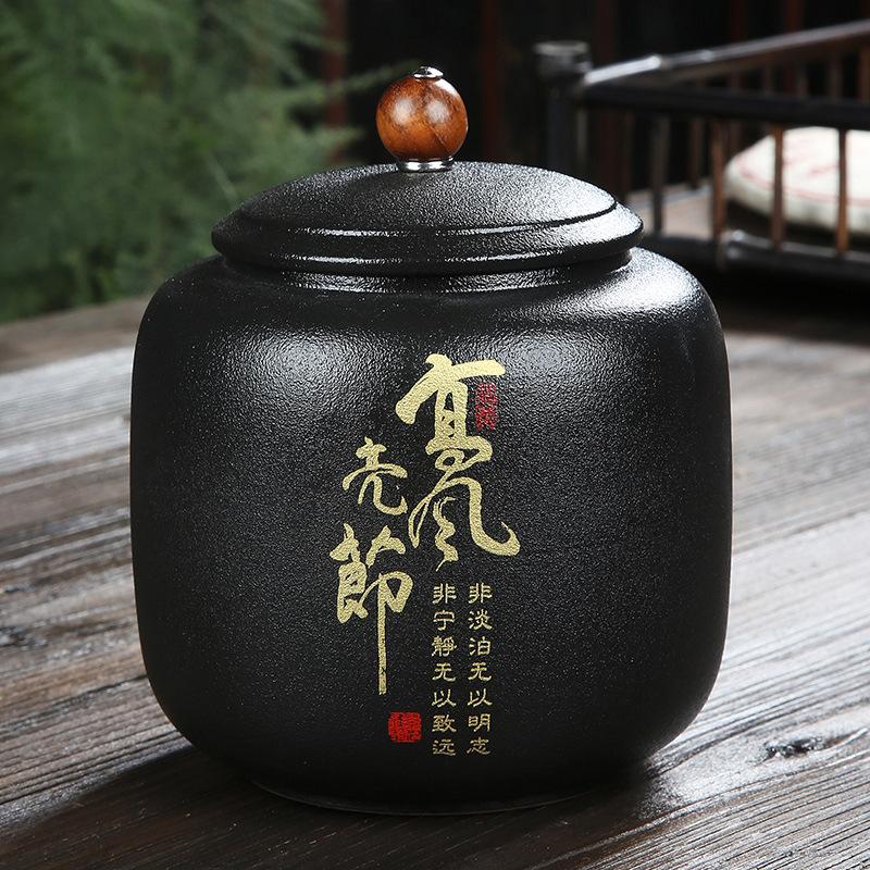 WSHYUFEI черная керамическая чайная банка китайская фарфоровая керамическая банка портативная герметичная банка для хранения чайные коробки резервуар для хранения конфет специй 115x145cm 3519₽
