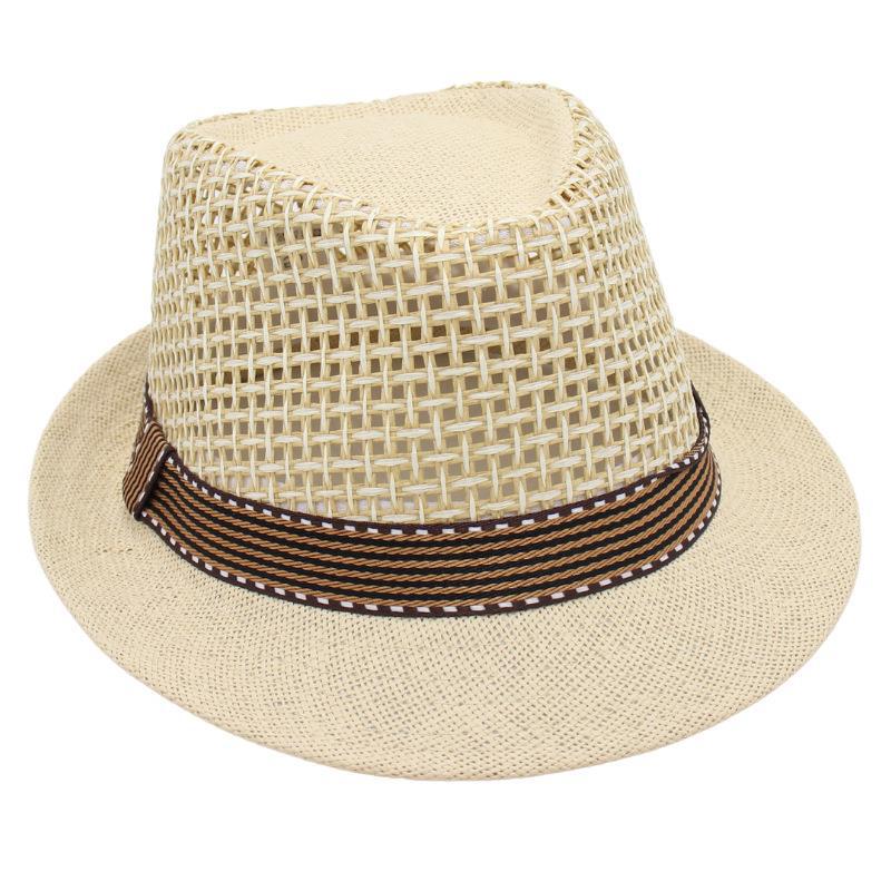 Spring And Summer Gentleman Straw Hat Breathable Cool Hat Short Brim Sun Hat Old-Fashioned Jazz Hat Men'S And Women'S Hollow Top Hat Purely Handmade