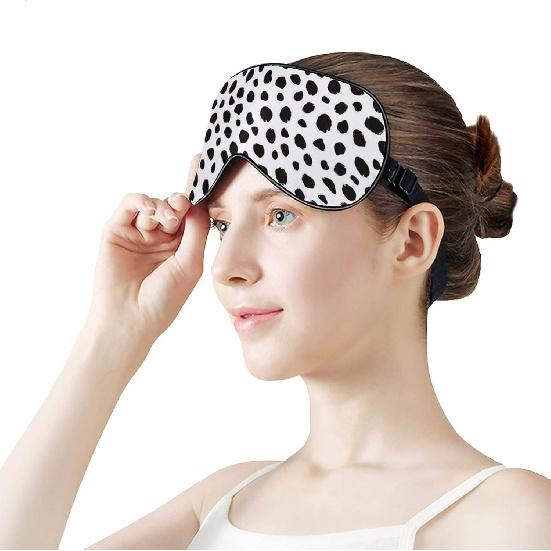 Dalmatians Dog Print Printed Sleep Eye Mask Soft Blindfold Eye Cover with Adjustable Strap Night Eyeshade Travel Nap for Men Women