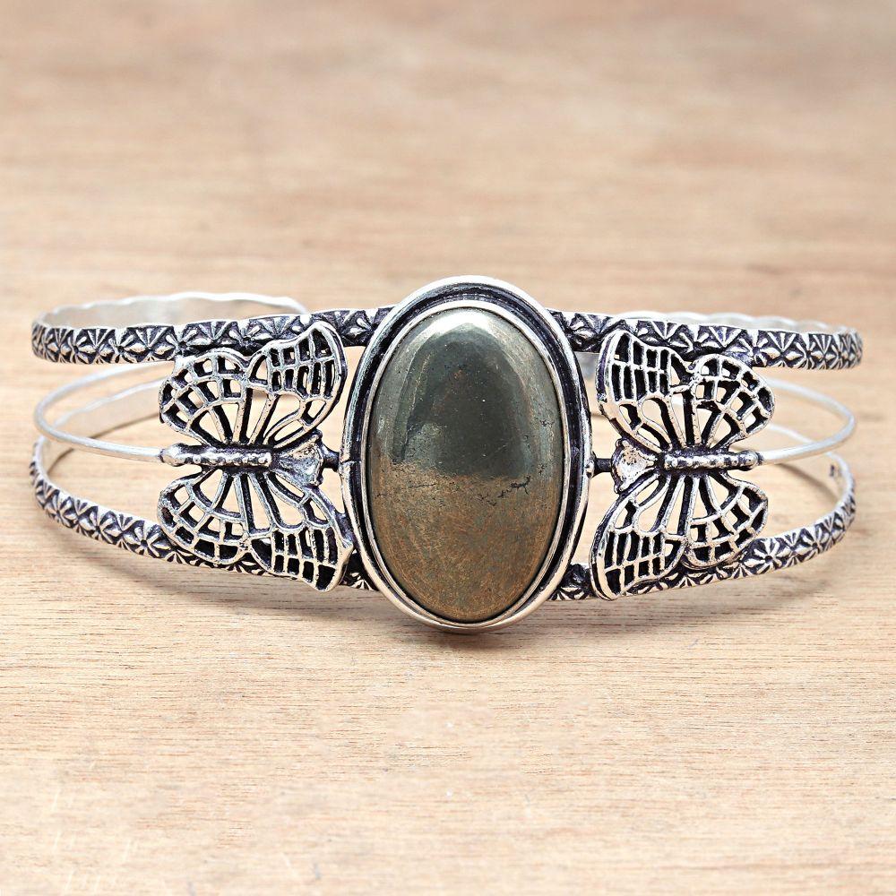 Apache Gold Gemstone Handmade Jewelry Cuff Bracelets 7''Adjustable