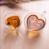 Heart Love Shaped Glass Mug Couple Cups Double Glass Cup Heat-Resisting Wine Glasses Tea Mugs Milk Espresso Coffee Cup Drinkware