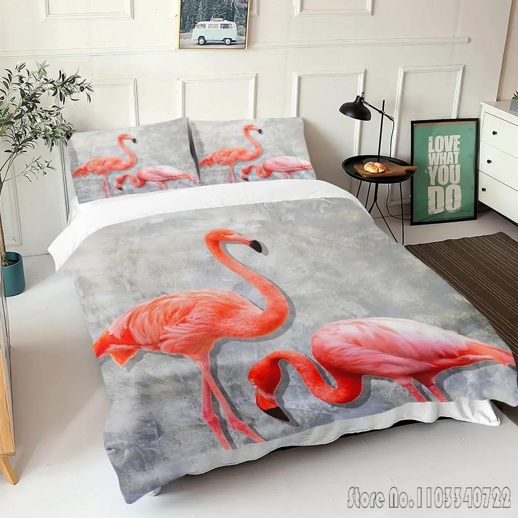 Comforter Flamingo Cartoon Love Child Hd Comforter Bedclothes For Kids Bedding Sets Bedroom Decor
