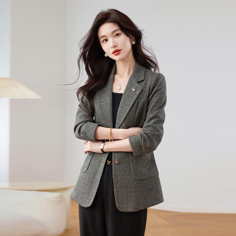 Kebeier Women's 2025 Spring Retro Plaid Blazer