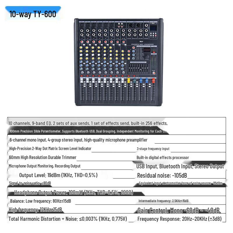 Professional Analog Audio Mixer with Bluetooth & USB (CN Version)