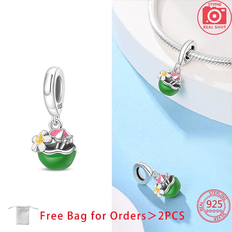 Authentic Copper Summer Coconut Cocktail Wine Coffee Charm Bead Charms Bead Charms Pendant Compatible With Women Bracelets Do It Yourself Jewellery De