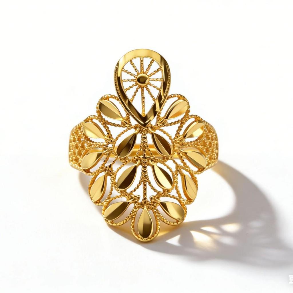 Vietnamese Sand Gold Fire-Baked Peacock Feather Wedding Ring - Classic, Versatile & Fashionable Hot Seller