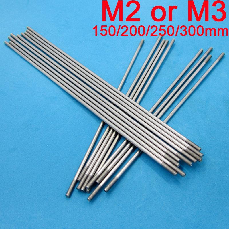 10PCS M2 M3 Stainless Steel Threaded Tie Push Rod Servo Linkage Dia 1.8/2.6mm L300mm Shaft Pull for RC Boat/Aircraft Model