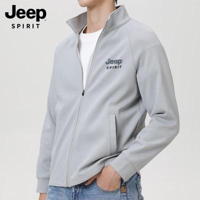 JEEP SPIRIT Men's Stand-Collar Casual Knit Jacket