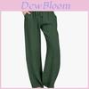 Cotton Lounge Pants With Elastic Waist For Women Summer Casual Loose Fit Wide Leg Trousers