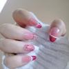 2026 New Year Red French Cherry Polka Dot Cat Eye Manicure - Cute, Handmade, Long Style Nails
