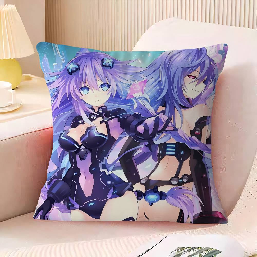 H-Hyperdimension N-Neptunia Cushion Cover Pattern Soft Plush Pillow Case For Home Living Room Sofa Deco