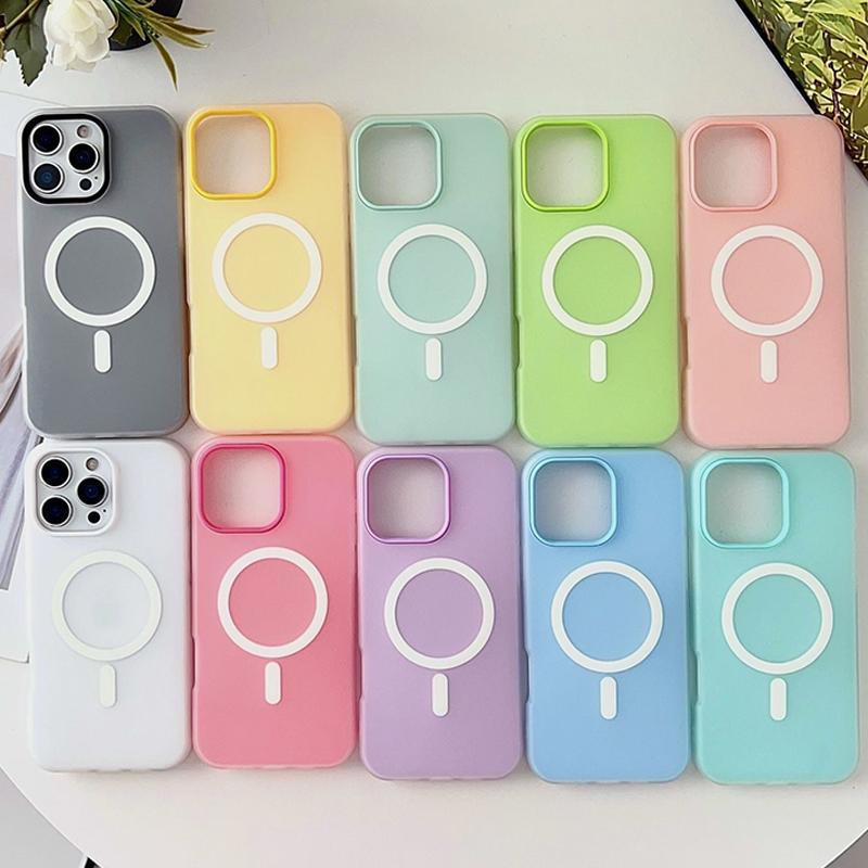 Candy Color 2 IN 1 Magnetic Phone Case For iPhone 17 Cases iPhone 16 15 14 13 12 11 Pro Max Plus Wireless Charge Magsafe Cover