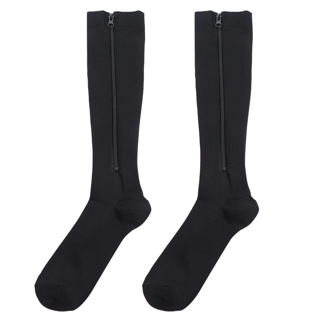 Nylon Compression Zipper Socks Stockings Colour of Skin Varicose Veins Socks Calf Stretch Socks Closed Toe