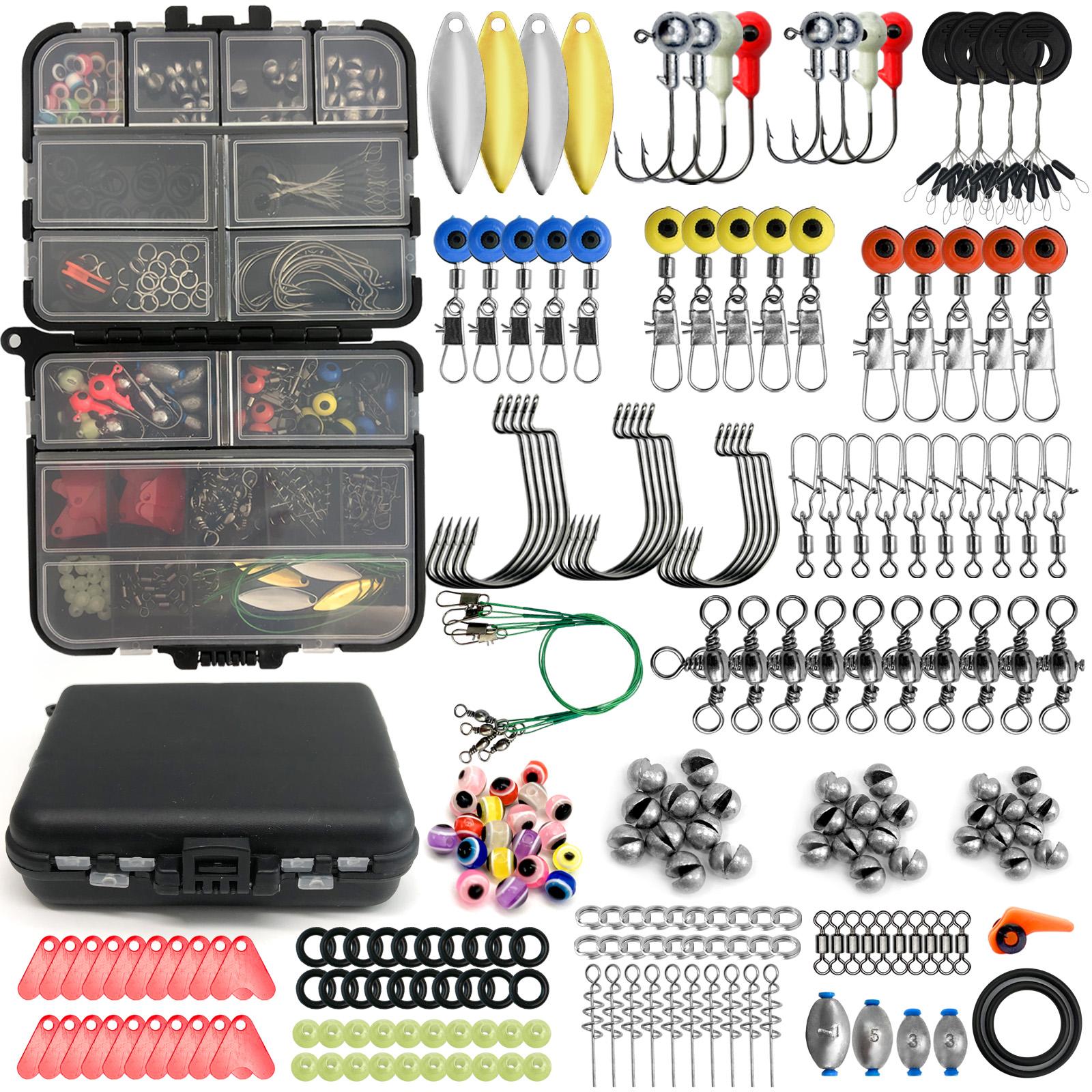 170-410 stuks Professionele Visuitrusting met Tacklebox, Haken Loodjes Dreggen voor Baars Forel Zoutwatervissen Complete Set Kunstaas